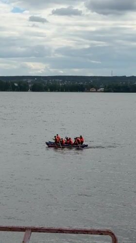 Recreational rafting group navigates calm Russian waters near Votkinsk