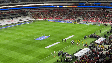 Soccer match observed at packed Mexico City stadium