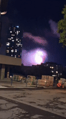 Fireworks over Ottawa, construction site in the foreground