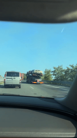 Luxury car carrier spotted transporting sports cars near Blagoevgrad