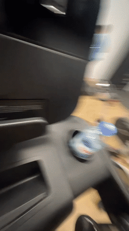 Woman records fitness video at Khimki gym