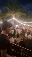 Outdoor night party draws crowds in North Kuta, Indonesia