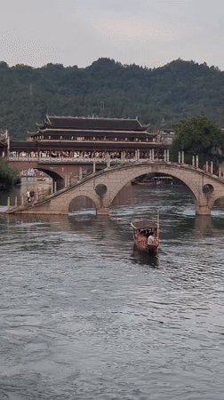 Along the Tuojiang River in Fenghuang Ancient Town