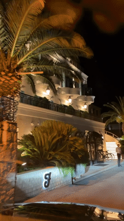 Nighttime drive through the streets of Dobrota, Montenegro
