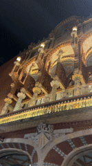 Ornate Barcelona building captured on video at night