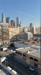 Downtown LA captured from high vantage point during afternoon