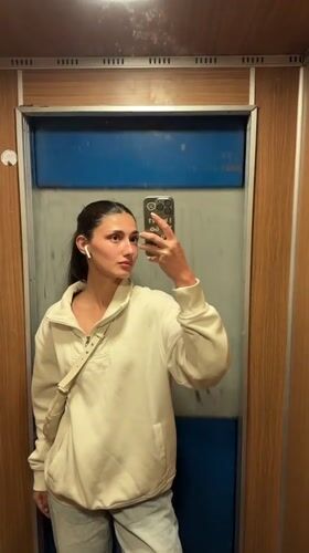 Woman takes elevator selfie in Bar, Montenegro