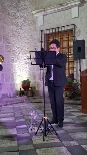 Formal musicians perform midnight courtyard concert in Arequipa