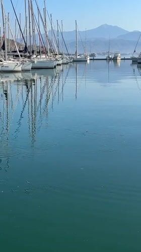 Morning marina scenes captured in Fethiye, Turkey harbor