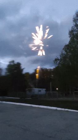 Fireworks display lights up evening sky in Noviy, Russia