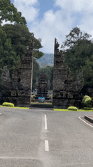 Early morning drive past Handara Gate in Bali captured