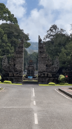 Early morning drive past Handara Gate in Bali captured
