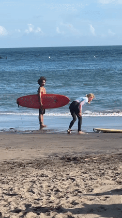 Morning beach activities observed in North Kuta, Indonesia