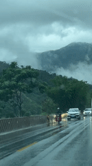 Misty mountain drive through wet roads in Qingyuan City