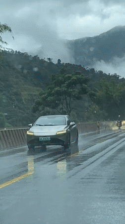 Misty mountain drive through wet roads in Qingyuan City