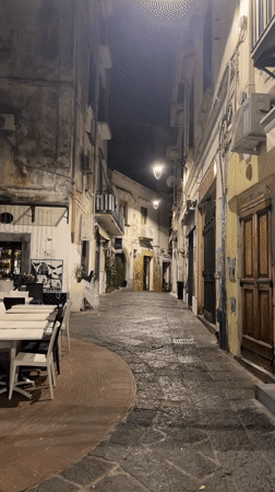 Nighttime scenes captured in historic Vietri sul Mare alleyways