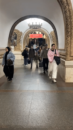 Moscow Metro morning: commuters move through ornate Soviet-era stations