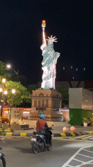 Illuminated Statue of Liberty replica spotted in Madiun, Indonesia