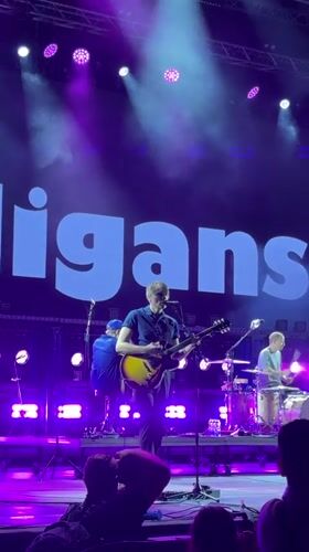 The Cardigans perform live outdoors in Kragujevac, Serbia