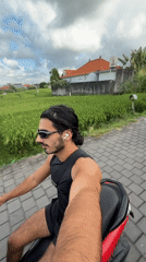 Motorcyclist spotted on brick road in North Kuta
