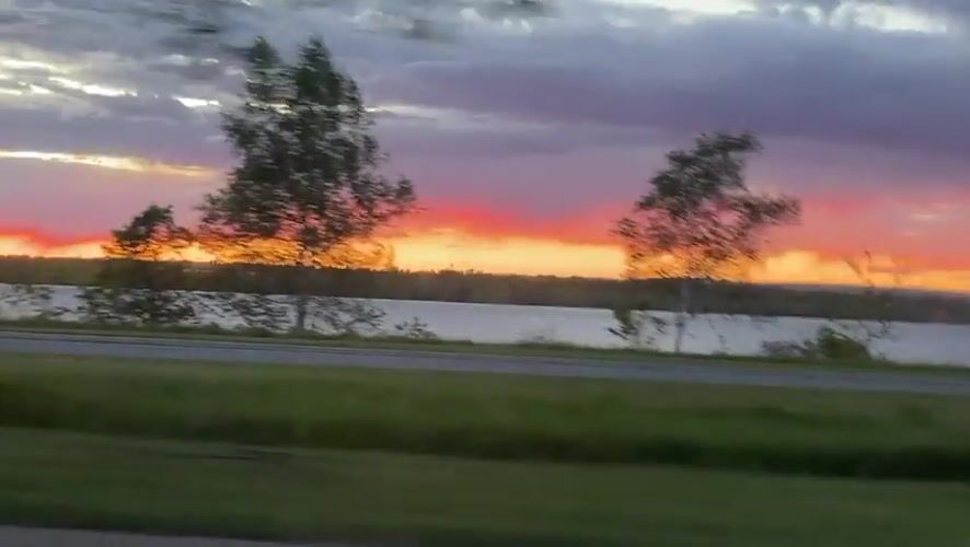 Colorful sunset captured over Ottawa waterway early Monday morning