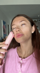 Woman performs morning beauty routine in Tel Aviv apartment
