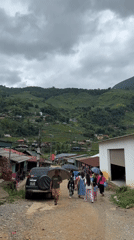 Village life and rice paddies in overcast Tả Van, Vietnam