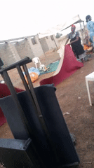 Community celebration held under decorated tent in Goni Gara Nigeria