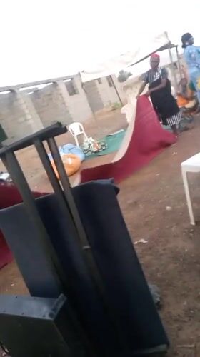 Community celebration held under decorated tent in Goni Gara Nigeria