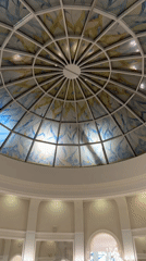 Stained glass domed interior documented in Kazan building