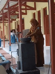 Morning activity at a school compound in Kediri, East Java