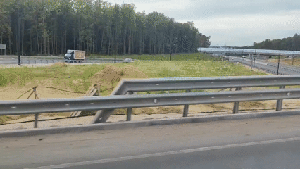 New road cutting through forest edge in Lytkarino