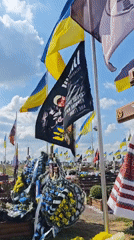 Ukrainian flags and flowers fill Vinnytsia cemetery in memorial tribute