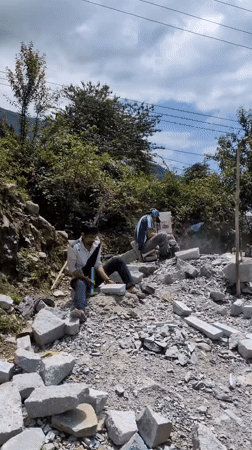 Morning scenes: stone splitting and butterfly spotted in Himachal Pradesh