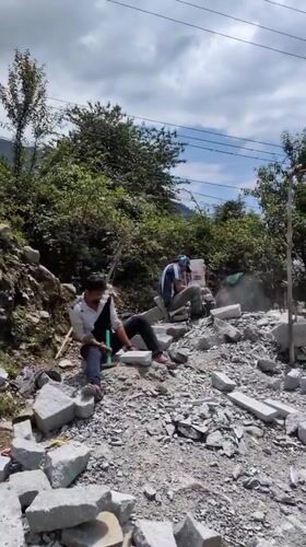 Morning scenes: stone splitting and butterfly spotted in Himachal Pradesh