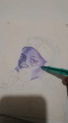 Hand-drawing a shaded face sketch in Takau, Nigeria