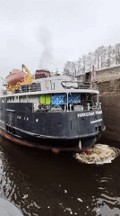 Russian cargo vessel transits Volga-Don canal locks early morning