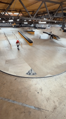 Scooter rider falls attempting trick at Corby indoor skatepark