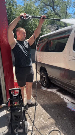 Comprehensive van pressure washing session in Blagoveshchensk car wash