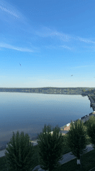 Peaceful waterfront morning captured in Votkinsk, Russia