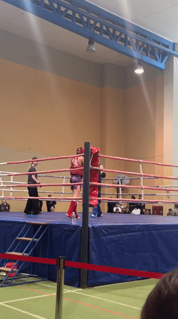 Women's boxing match draws spectators in Hrodna, Belarus