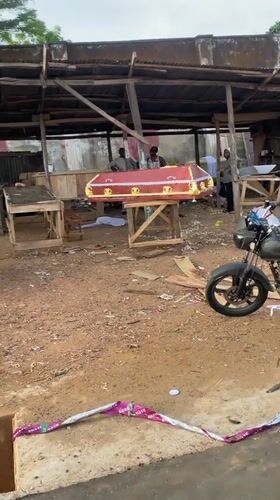 Outdoor coffin workshop documented in Akwanga, Nigeria