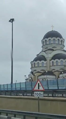 Morning scenes documented in Sirius, Russia include church, stadium