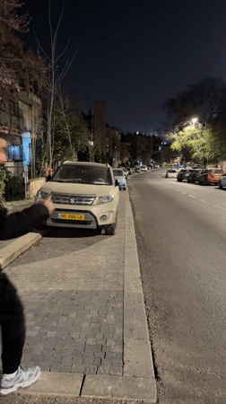 Men dance, take selfies on Jerusalem street at night