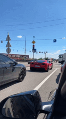 Red Ferrari spotted on Kyiv streets