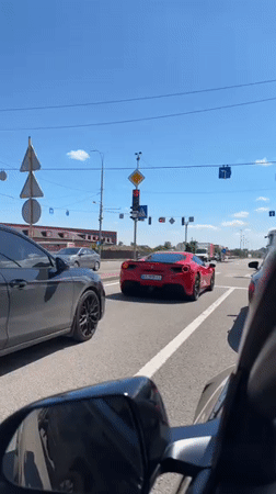 Red Ferrari spotted on Kyiv streets