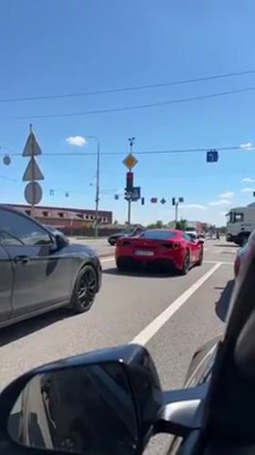 Red Ferrari spotted on Kyiv streets
