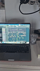 Music production session documented in Pantin studio setup
