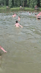 Summer lake day at a recreation spot near Nyagan, Russia