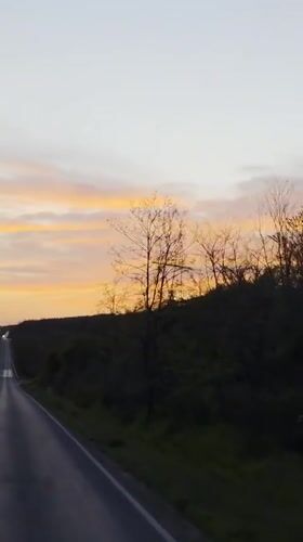 Sunset highway drive captured near Veliko Tarnovo, Bulgaria